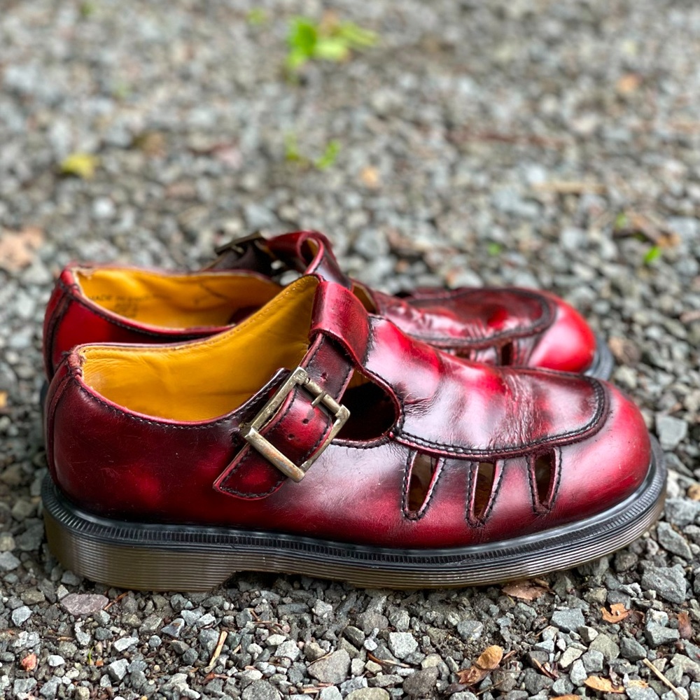 Vintage Dr. Martens Mary Janes, Burgundy, Size 8
